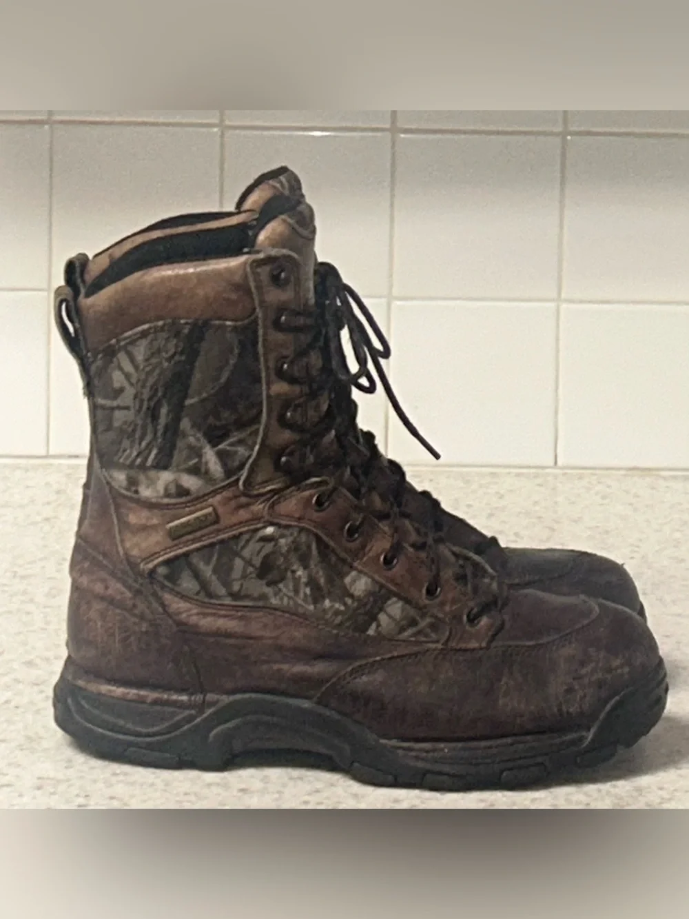 Danner GORE-TEX Men' Brown Camo  Waterproof Hunting Boots Full Grain Leather 9.5